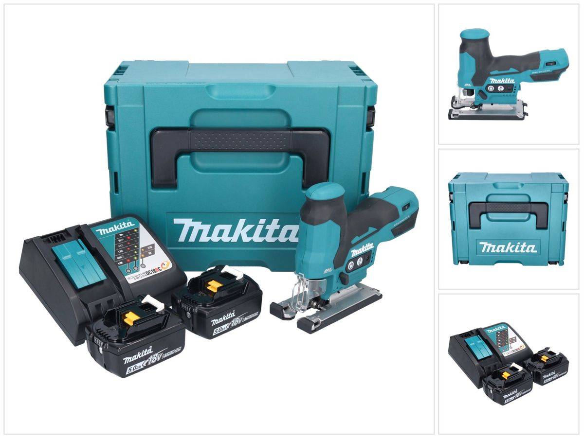 Makita DJV 185 RTJ Akku Pendelhubstichsäge 18 V Brushless + 2x Akku 5,0 Ah + Ladegerät + Makpac