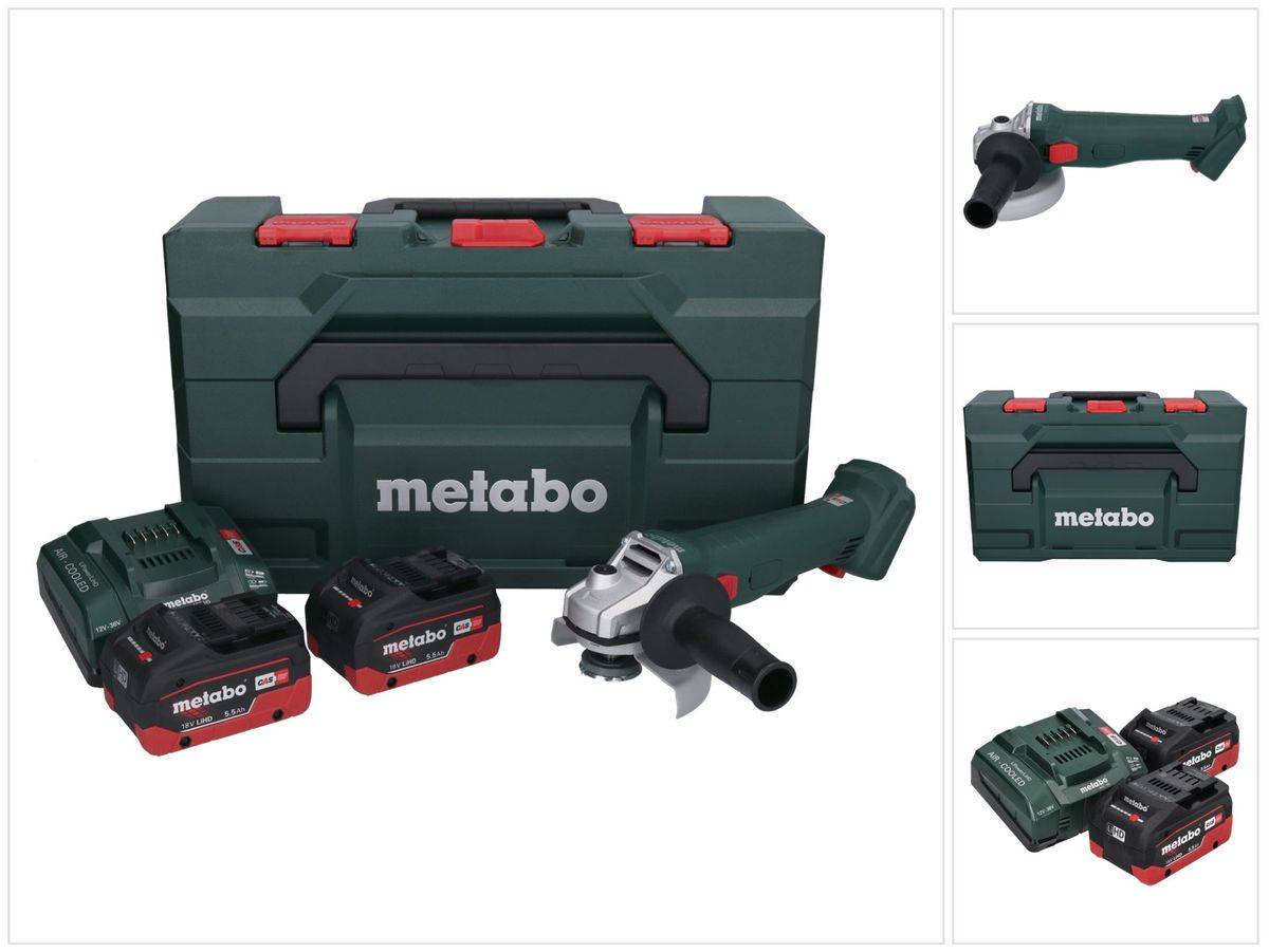 Metabo W 18 L 9-125 Akku Winkelschleifer 18 V 125 mm + 2x Akku 5,5 Ah + Ladegerät + metaBOX