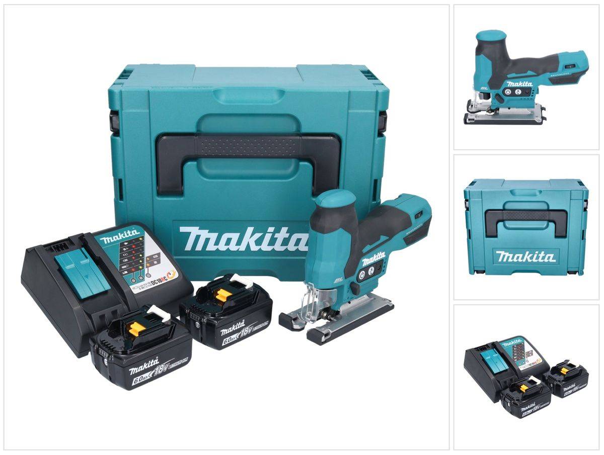 Makita DJV 185 RGJ Akku Pendelhubstichsäge 18 V Brushless + 2x Akku 6,0 Ah + Ladegerät + Makpac