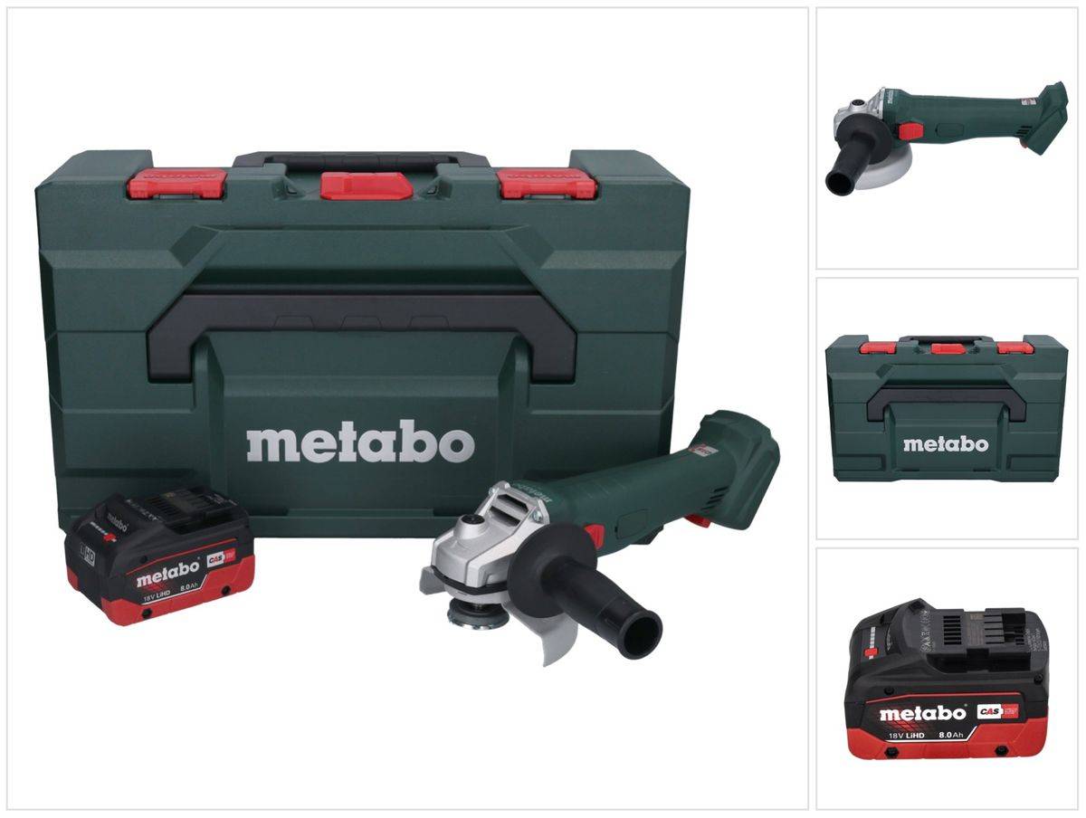 Metabo W 18 L 9-125 Akku Winkelschleifer 18 V 125 mm + 1x Akku 8,0 Ah + metaBOX - ohne Ladegerät