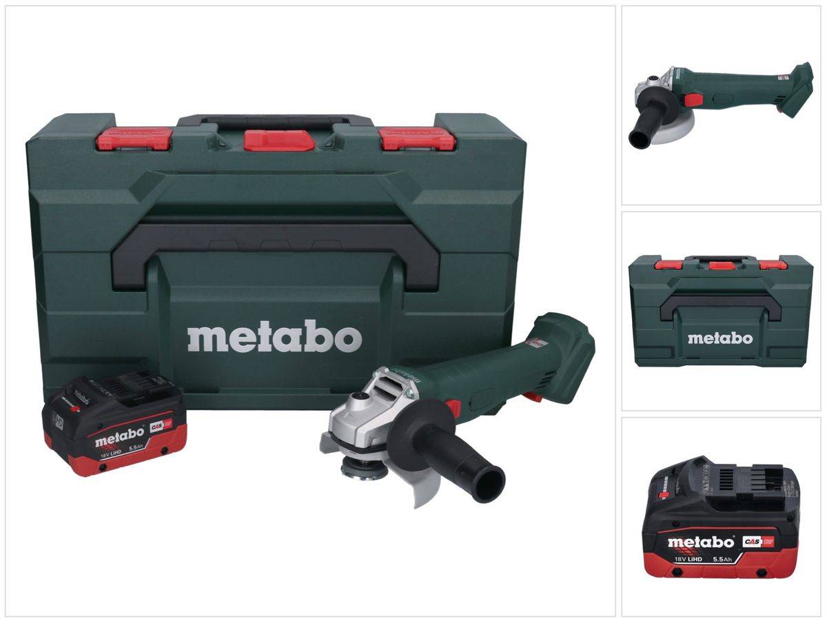 Metabo W 18 L 9-125 Akku Winkelschleifer 18 V 125 mm + 1x Akku 5,5 Ah + metaBOX - ohne Ladegerät