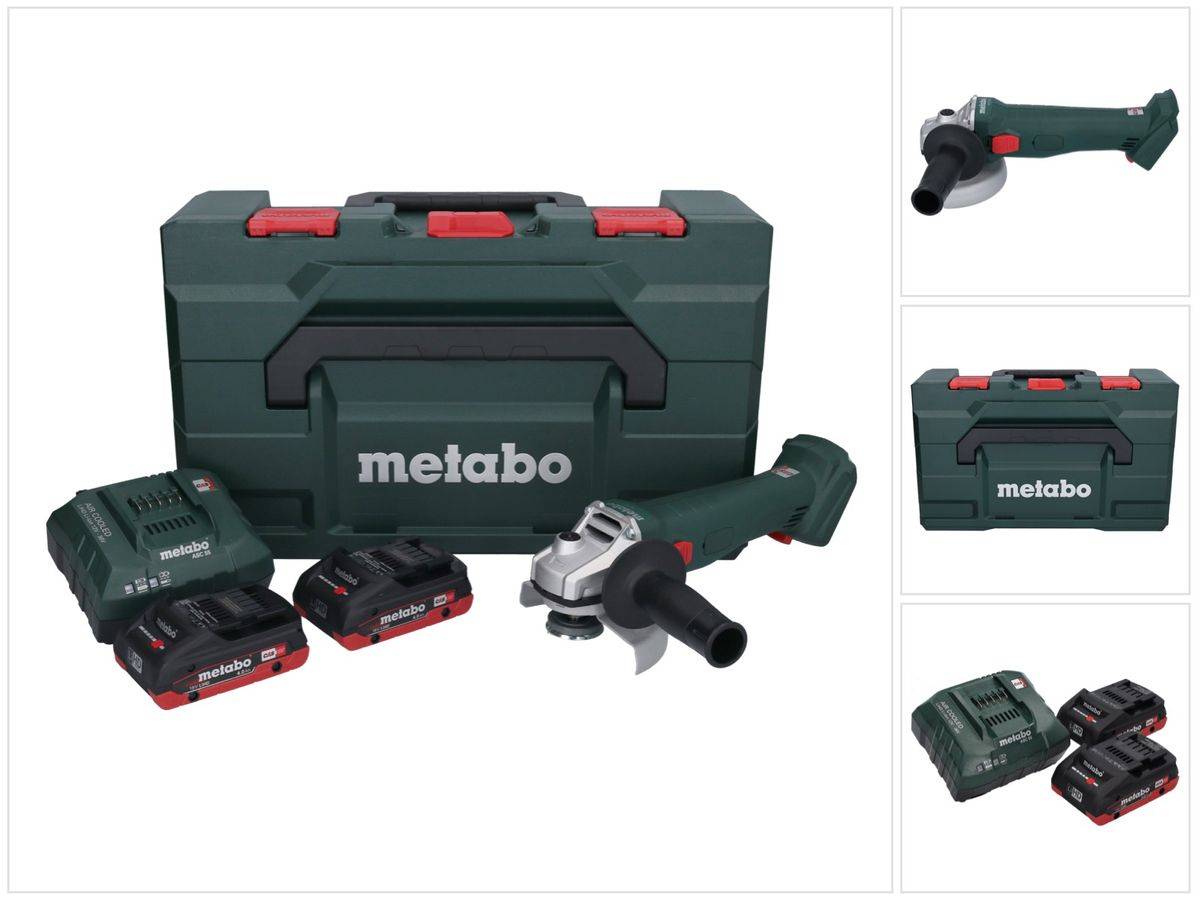 Metabo W 18 L 9-125 Akku Winkelschleifer 18 V 125 mm + 2x Akku 4,0 Ah + Ladegerät + metaBOX