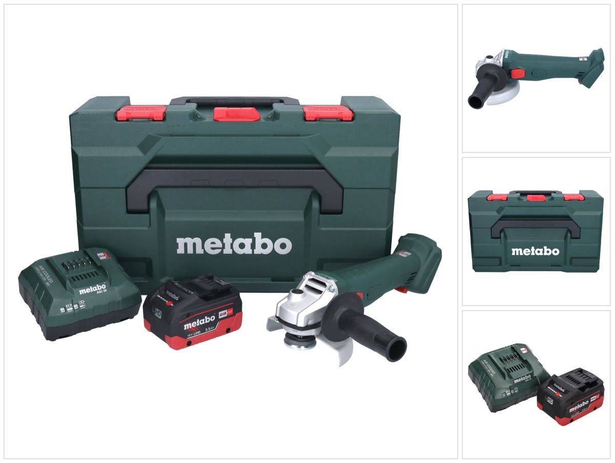 Metabo W 18 7-125 Akku Winkelschleifer 18 V 125 mm + 1x Akku 5,5 Ah + Ladegerät + metaBOX