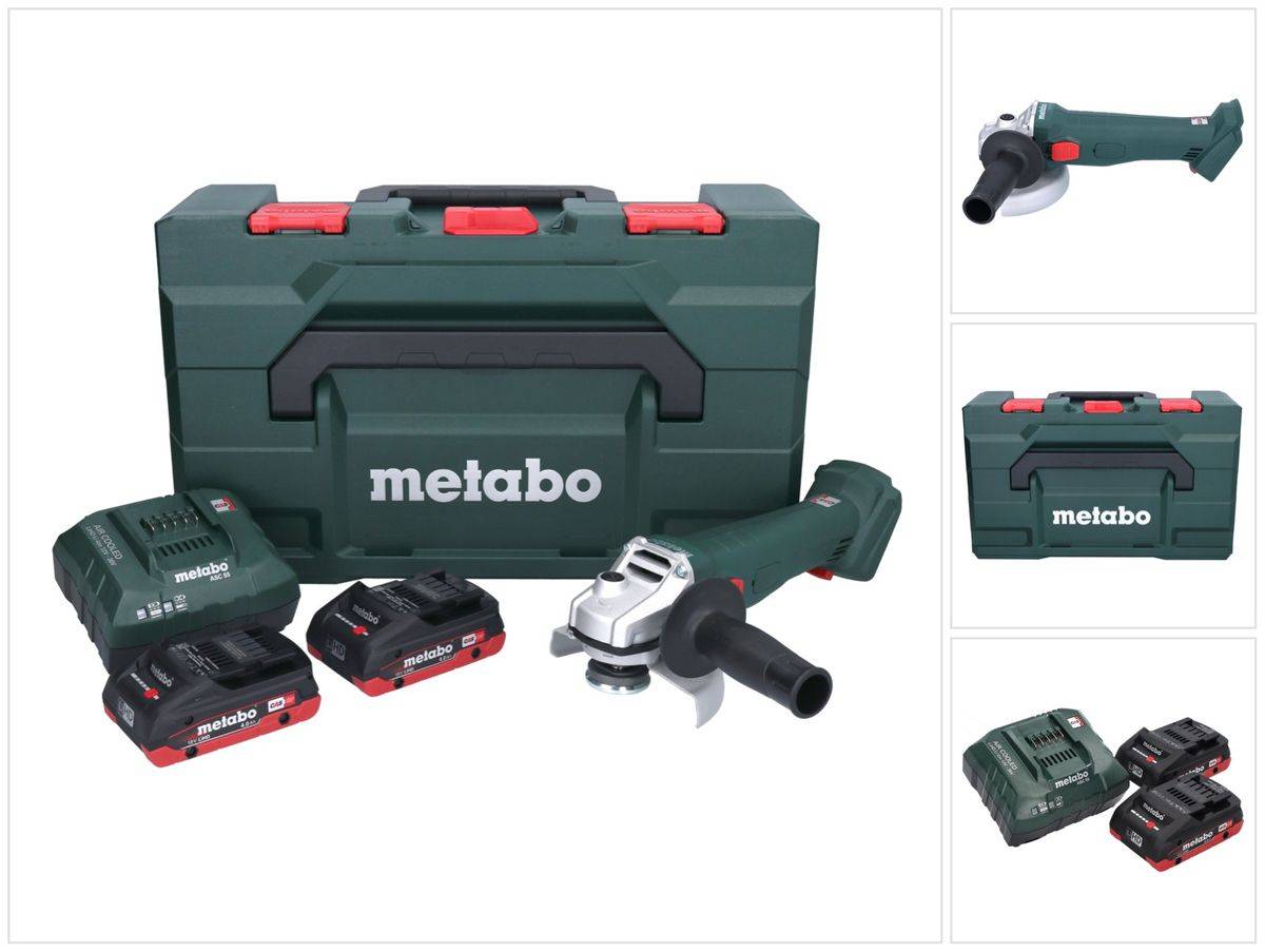 Metabo W 18 7-125 Akku Winkelschleifer 18 V 125 mm + 2x Akku 4,0 Ah + Ladegerät + metaBOX
