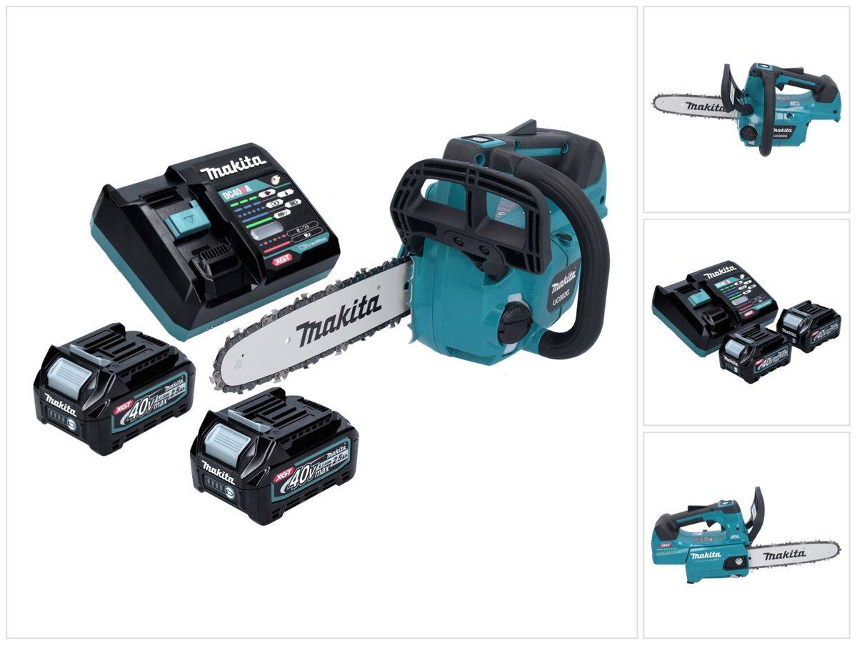 Makita UC 002 GD201 Akku Kettensäge 40 V max. 25 cm 24,8 m/s Brushless + 2x Akku 2,5 Ah + Ladegerät
