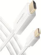 AXAGON Mini-DisplayPort zu HDMI Adapterkabel 4K/30 Hz 180 cm lang - weiß - Kabel
