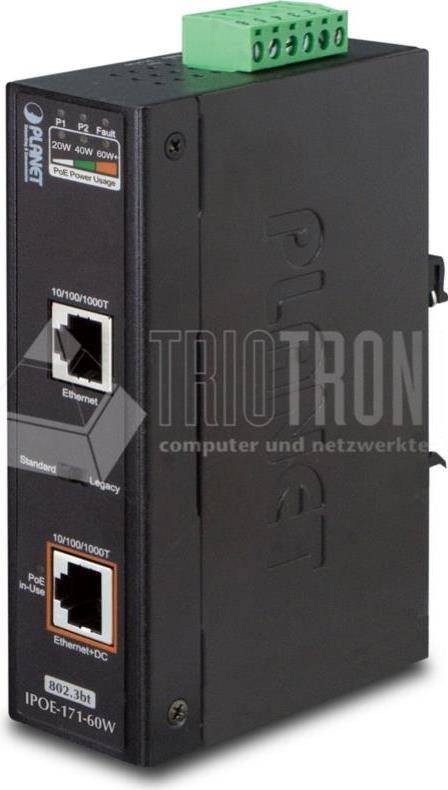 PLANET IPOE-171-60W Netzwerk-Switch Gigabit Ethernet (10/100/1000) Power over Ethernet (PoE) Blau (IPOE-171-60W)