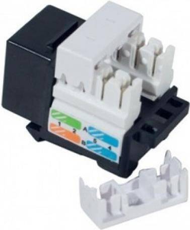 Anschlussbuchse RJ45, Cat 5e, kurzes Keystone-Format, schwarz Zum Einbau in Modulträger, Datendosen oder IP 44