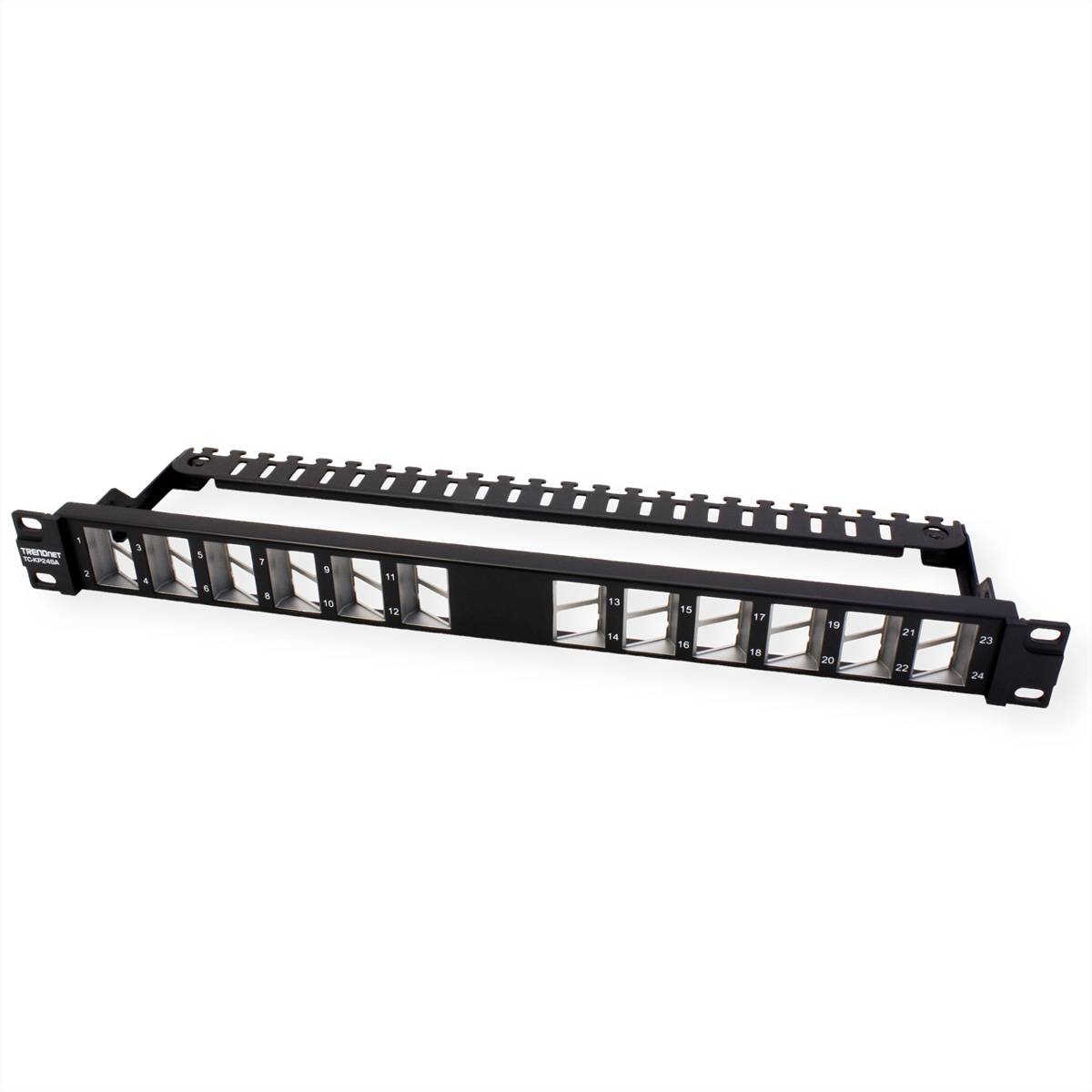TRENDnet TC-KP24SA 24 Port Patch Panel, für Keystones, gewinkelt 1U