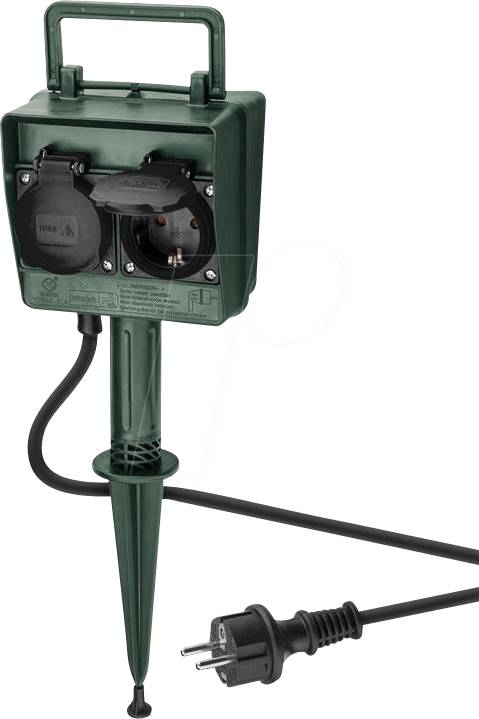 Goobay 55943 Verlängerungskabel 2 m 2 AC-Ausgänge Outdoor Schwarz