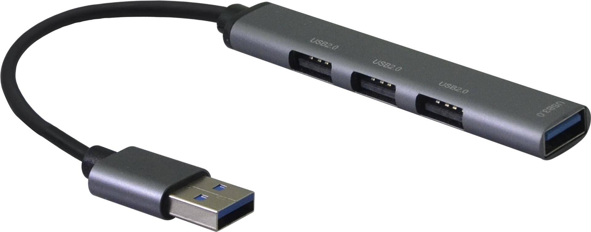 Helos HUB, 4in1 USB-A 3.0 St./3x USB-A 2.0 Bu