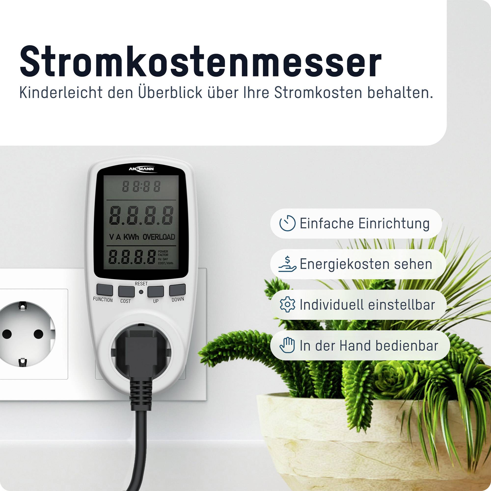 Ansmann APM2 Energiekosten-Messgerät Stromtarif einstellbar