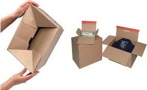 ColomPac Blitzbodenkarton mit Selbstklebeverschluss mit Aufreißfaden, schnelles Aufrichten durch Automatikboden