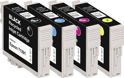 Basetech Tinte ersetzt Epson T1291, T1292, T1293, T1294 Kompatibel Kombi-Pack Schwarz, Cyan, Magenta, Gelb BTE125