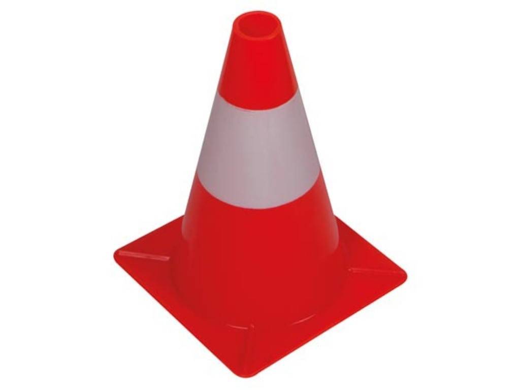 Perel Leitkegel zum Markieren, Absichern oder Absperren von Gefahrenzonen, Baustellen, Bereichen und Wegen, Rot/Weiß, 30 cm