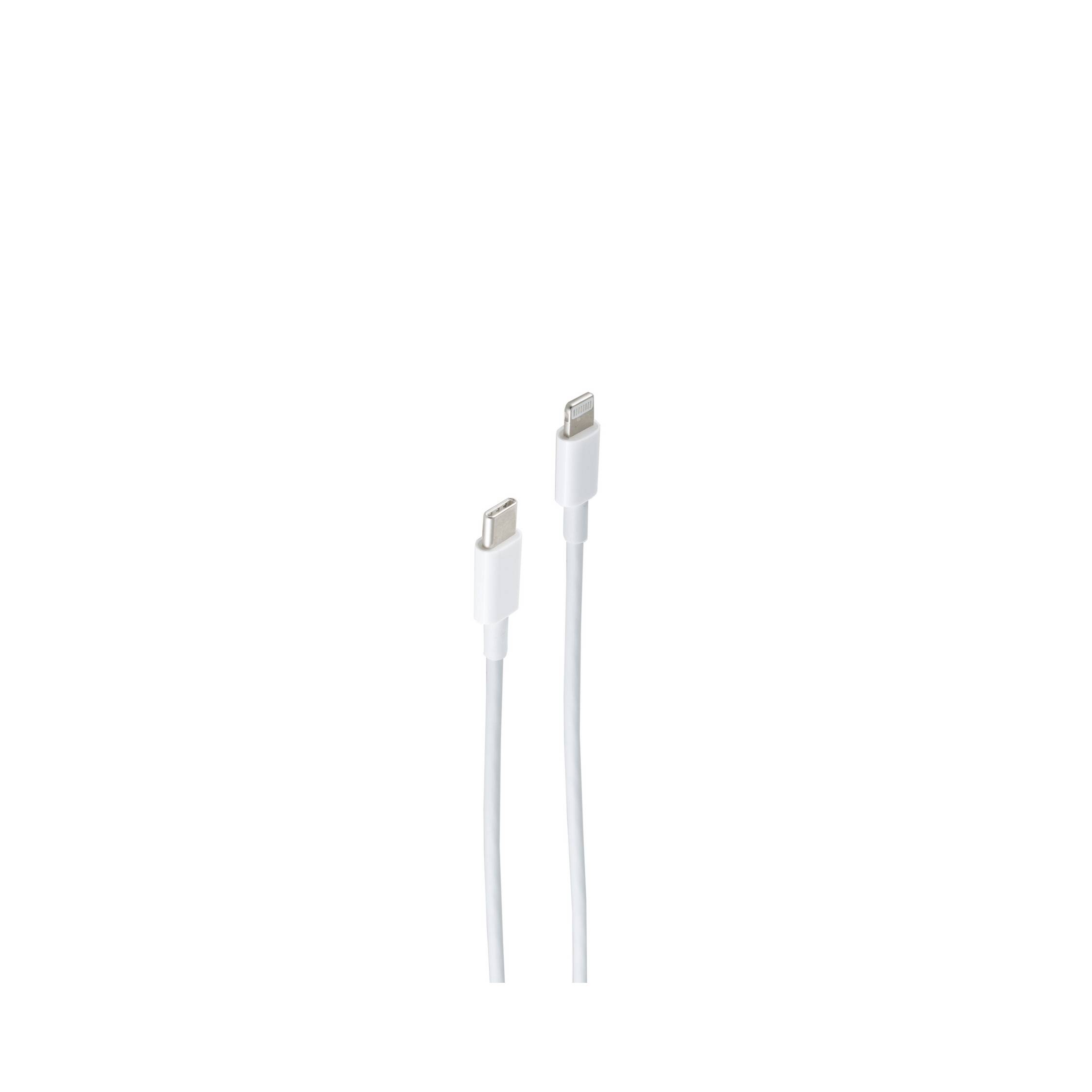 Zwei weiße Lightning-Ladekabel auf einem schlichten weißen Hintergrund.