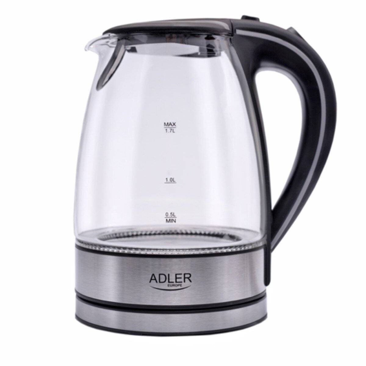 Adler AD 1225 Wasserkocher 1,7 L – LED, Sedimentfilter, kompakt & elegant, Schwarz
