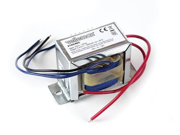 TRANSFORMATOR, OFFENE BAUART 34 VA 2 x 12 V~ 1400 mA max.