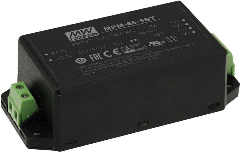 MEAN WELL MPM-65-24ST Netzteil & Spannungsumwandler Indoor 65 W Schwarz (MPM-65-24ST)