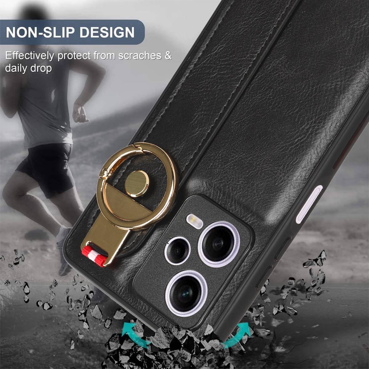Für Xiaomi Redmi Note 12 Pro 5G Handy Hülle mit Armband / Ringhalter