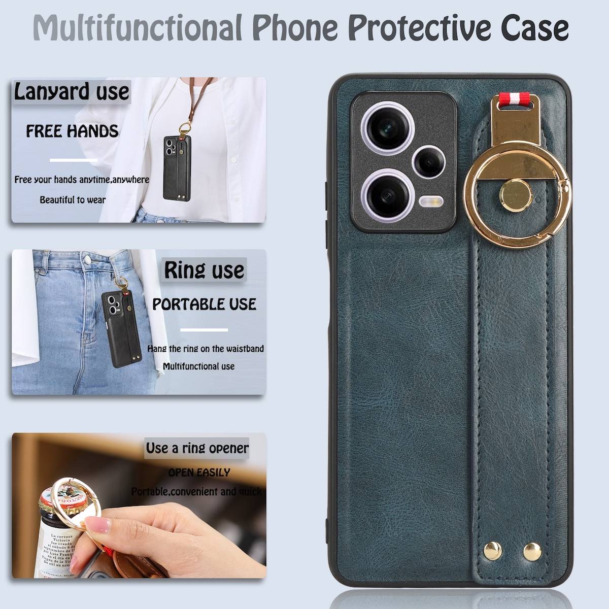 Für Xiaomi Redmi Note 12 Pro 5G Handy Hülle mit Armband / Ringhalter
