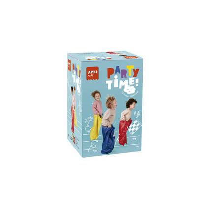 Schachtel mit der Aufschrift 'Party-Zeit!' mit Bildern von spielenden Kindern. Die Schachtel ist farbenfroh und deutet ein fröhliches, verspieltes Thema an.