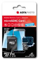 AGFA PHOTO Mobile Memory Card + Adapter' Paket mit 64 GB microSDXC-Karte, schnelle Datenübertragung bis zu 100 MB/s.