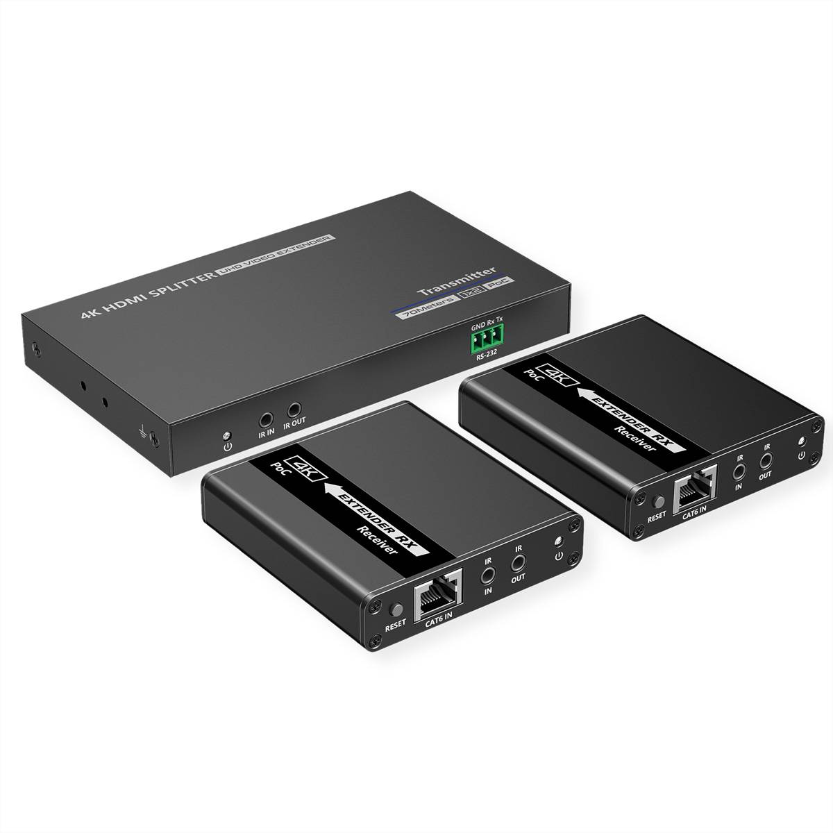 VALUE HDMI Splitter 3fach, mit Verlängerung (2x) über TP, bis 40 m