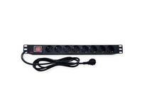 ROLINE - 19""-Steckdosenleiste 8fach mit Schalter beleuchtet 1.8m schwarz - Steckdosenleiste - Steckdosenleiste - 2 m