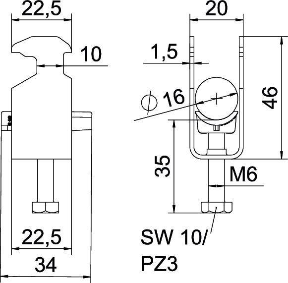 OBO Bettermann Bügelschelle BS-H1-K-16 ALU