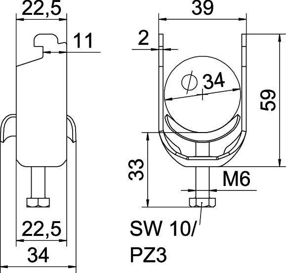 100 Stk. OBO Bettermann Bügelschelle BS-N1-M-34 FT