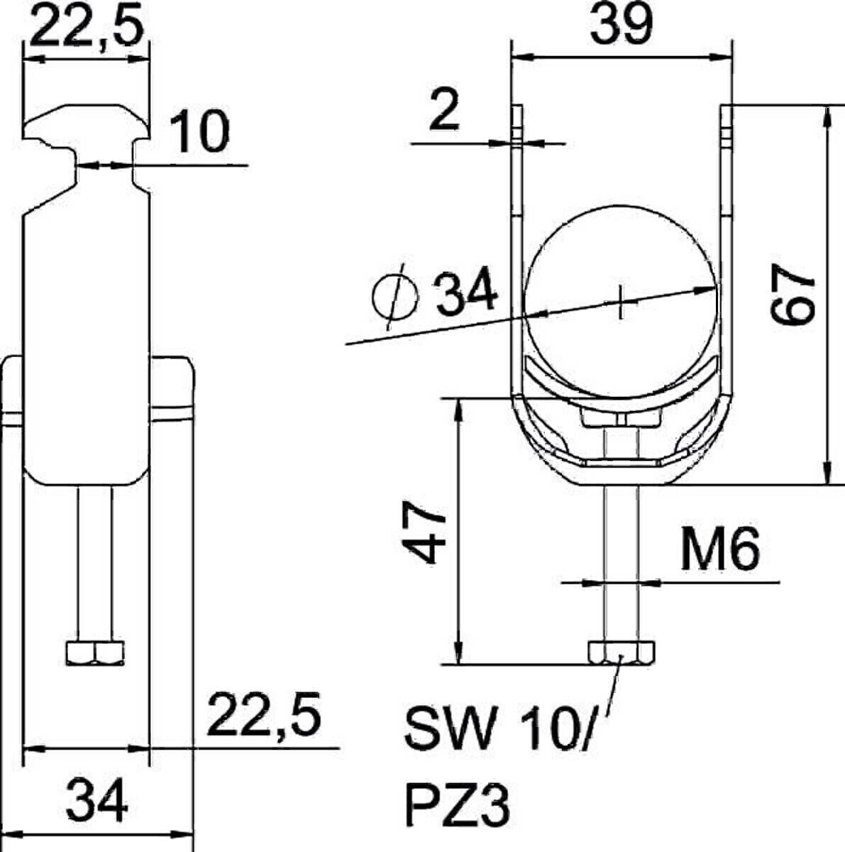 OBO Bettermann Bügelschelle BS-H1-K-34 ALU