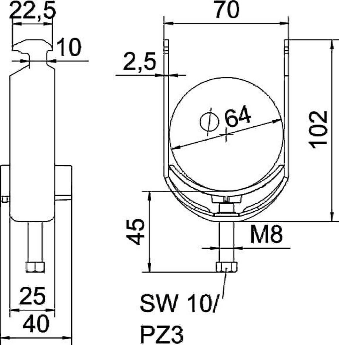 OBO Bettermann Bügelschelle BS-H1-K-64 ALU