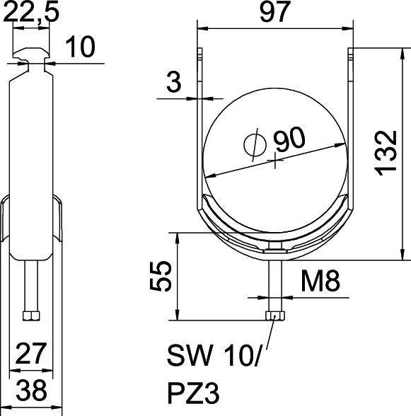 25 Stk. OBO Bettermann Bügelschelle BS-H1-M-90 FT