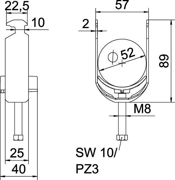 25 Stk. OBO Bettermann Bügelschelle BS-H2-K-52 A2