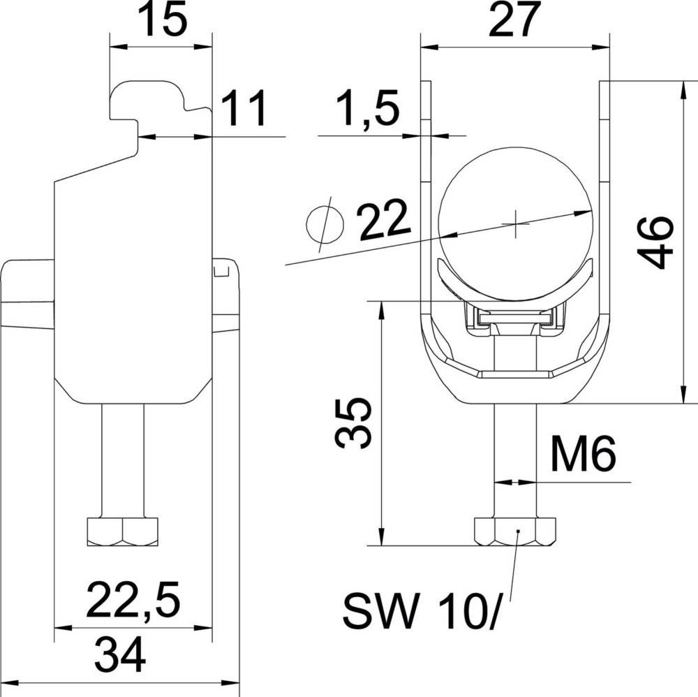 50 Stk. OBO Bettermann Bügelschelle BS-N1-K-22 A2