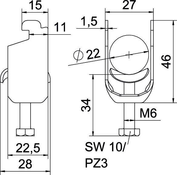 OBO Bettermann Bügelschelle BS-N1-M-22 FT