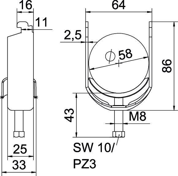 OBO Bettermann Bügelschelle BS-N1-M-58 FT