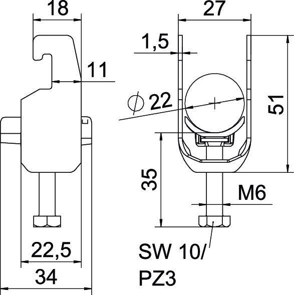 OBO Bettermann Bügelschelle BS-U1-K-22 FT