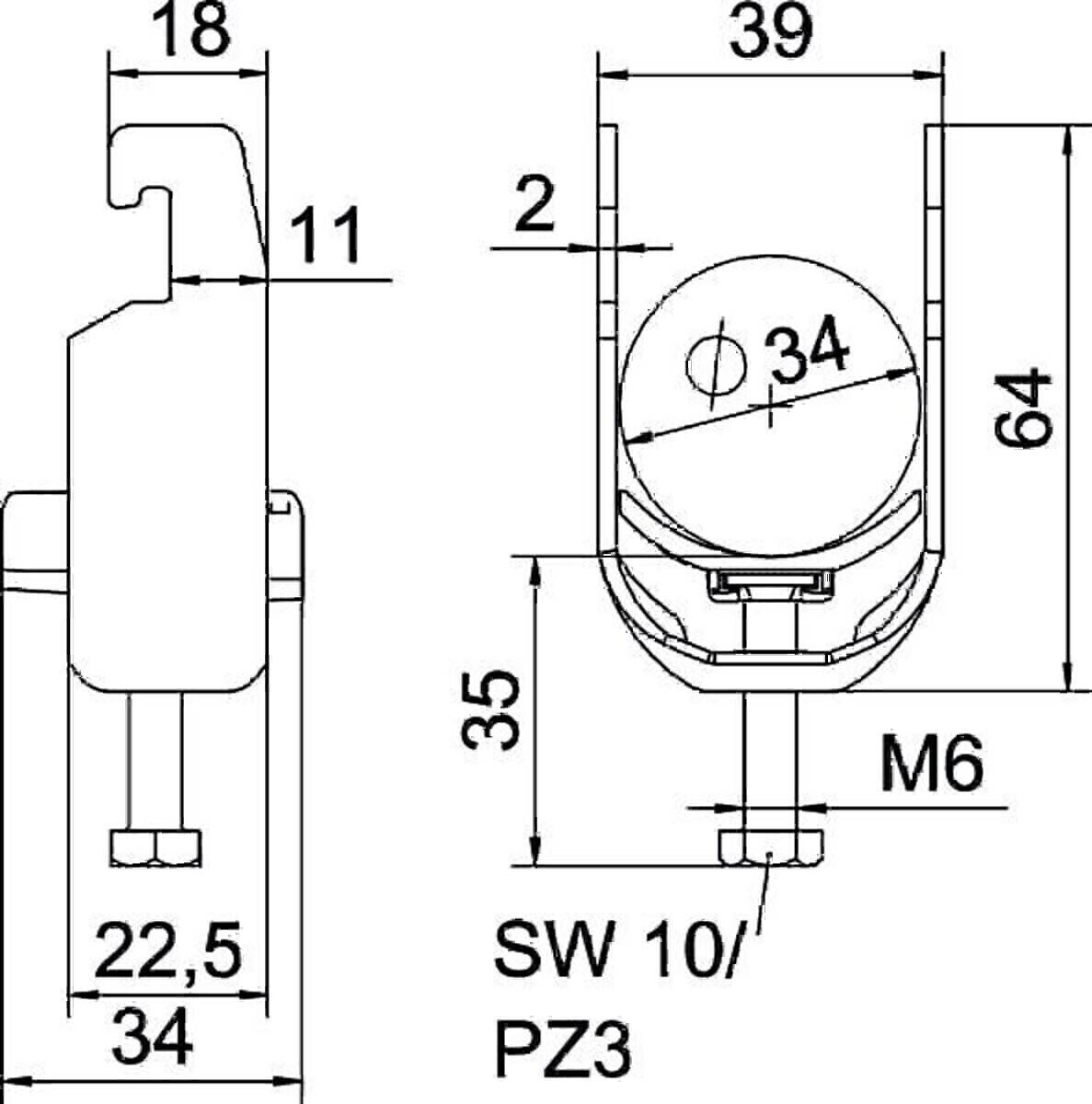 OBO Bettermann Bügelschelle BS-U1-K-34 FT
