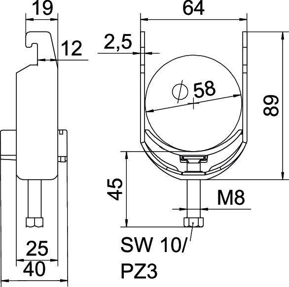 25 Stk. OBO Bettermann Bügelschelle BS-U1-K-58 A2