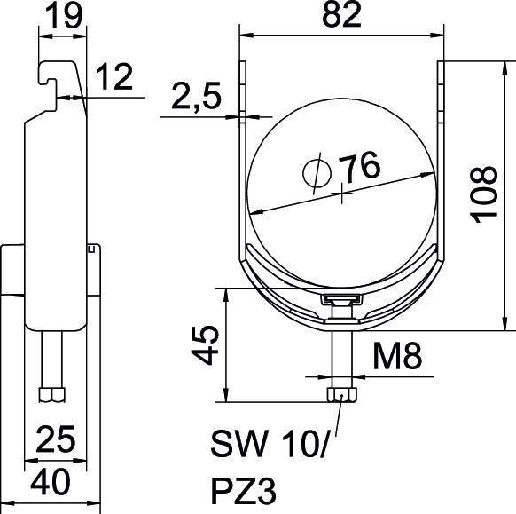 10 Stk. OBO Bettermann Bügelschelle BS-U1-K-76 A2