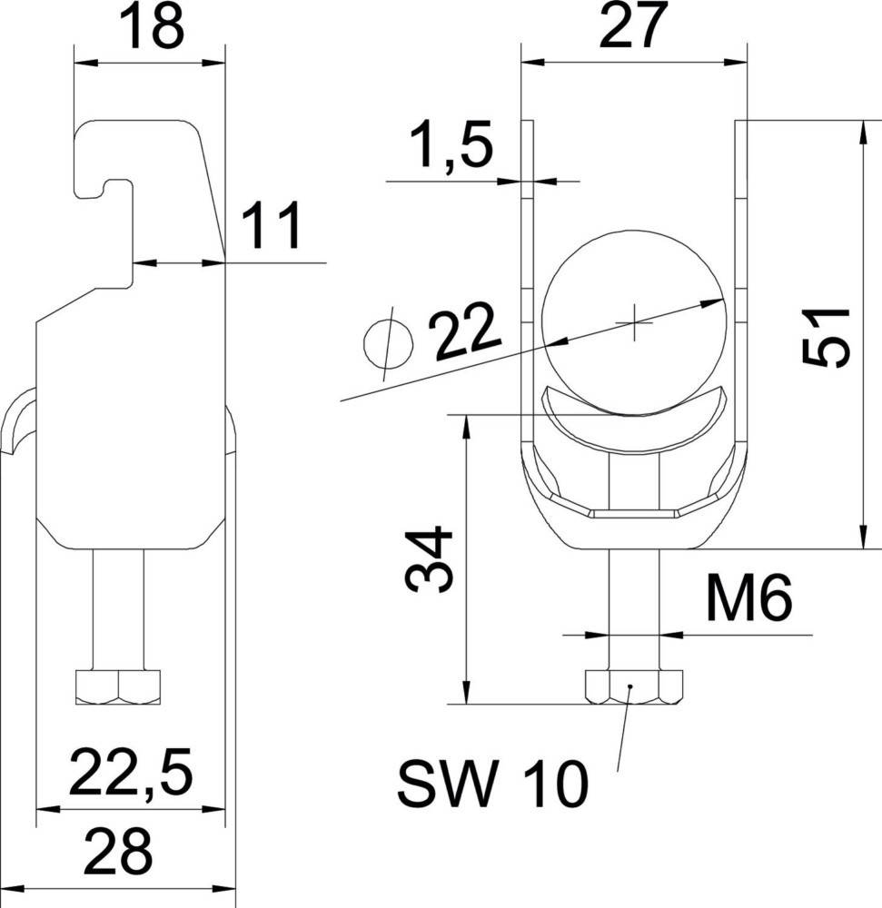 OBO Bettermann Bügelschelle BS-U1-M-22 A4