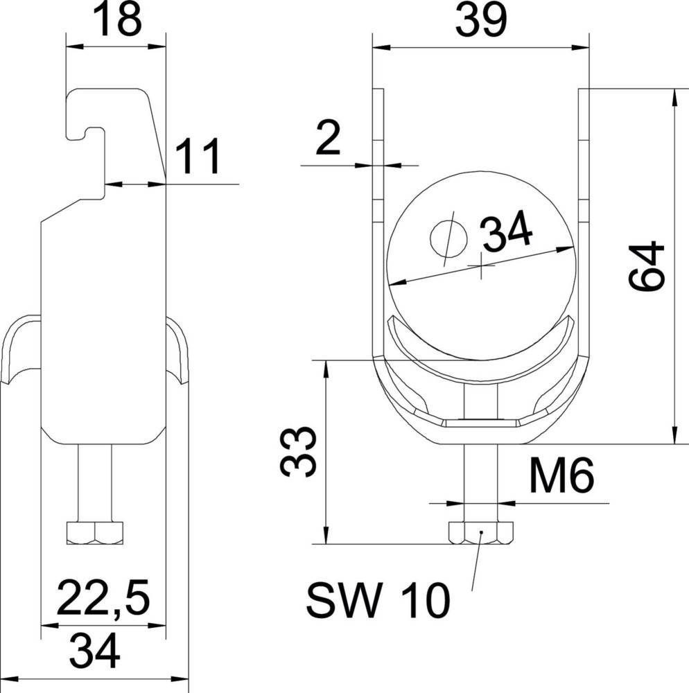 100 Stk. OBO Bettermann Bügelschelle BS-U1-M-34 FT