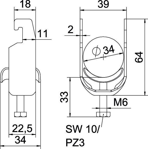 100 Stk. OBO Bettermann Bügelschelle BS-U1-M-34 A4