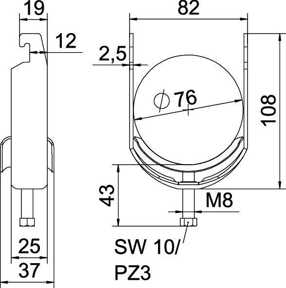 25 Stk. OBO Bettermann Bügelschelle BS-U1-M-76 A4