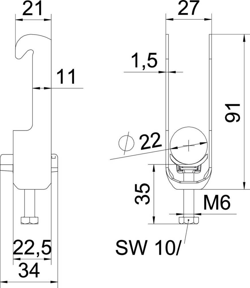 OBO Bettermann Bügelschelle BS-W1-K-22 ALU