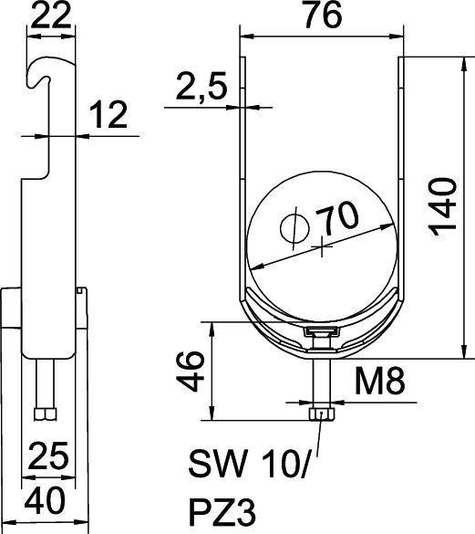 OBO Bettermann Bügelschelle BS-W1-K-70 FT