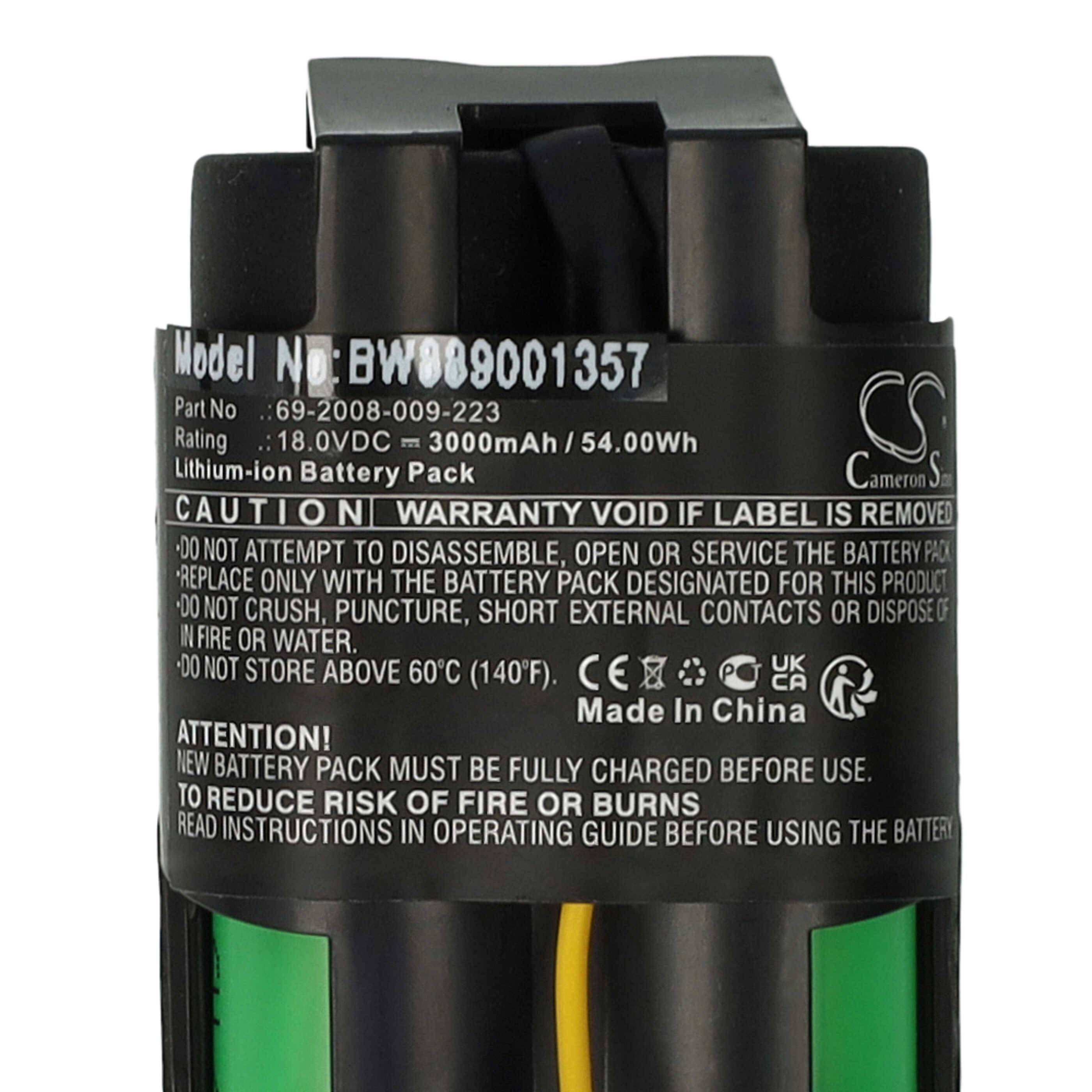vhbw Akku Ersatz für Philips 300003446941, 69-2008-009-223 für Staubsauger Grün Schwarz (3000mAh, 18V, Li-Ion)