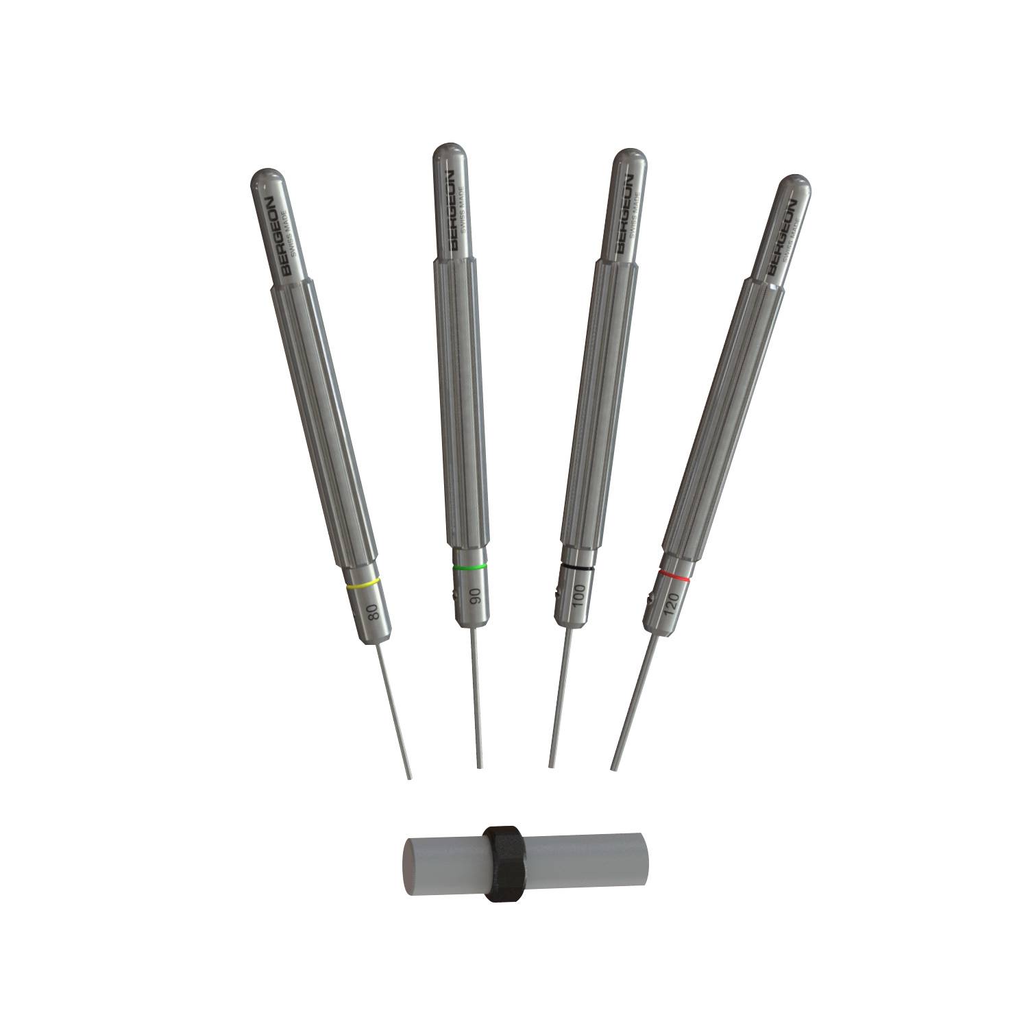 Bergeon Bandstift-Ausschläger 16988-P04, 4er Set, ein Rohr mit 4 Ersatzstiften